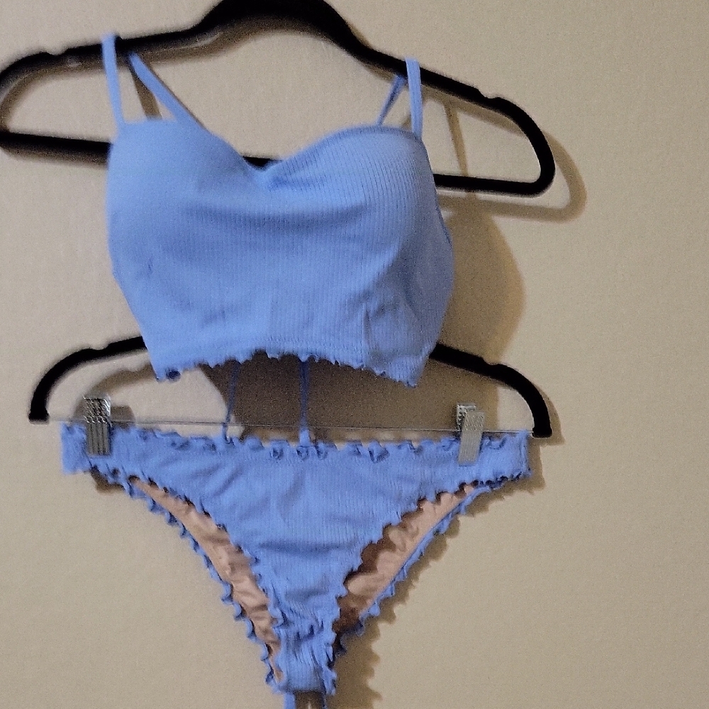Blue Ruffled Bikini Set